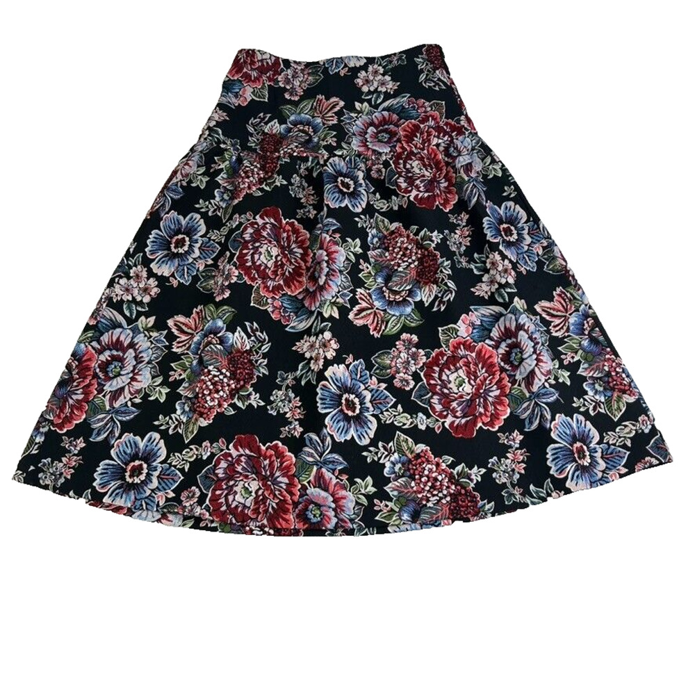 ZARA Skirt Woman Medium Floral Jacquard Shirred Maxi Casual A-Line